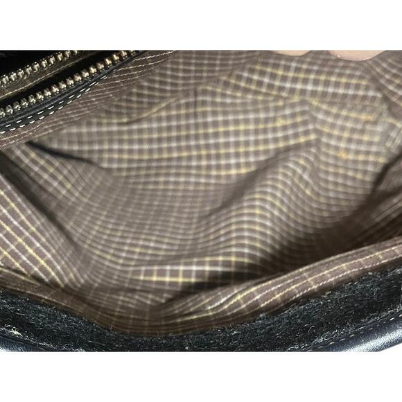 Coach Black and Charcoal Gray Wool and Leather Handbag 12” x 11” - Picture 4 of 8